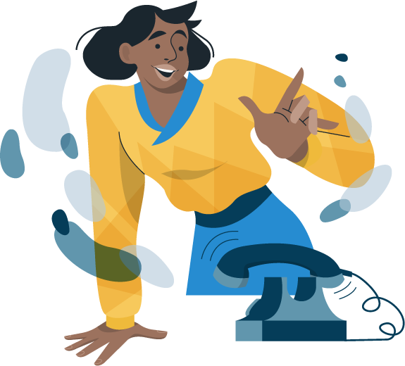 Illustration showing woman about to answer a ringing telephone